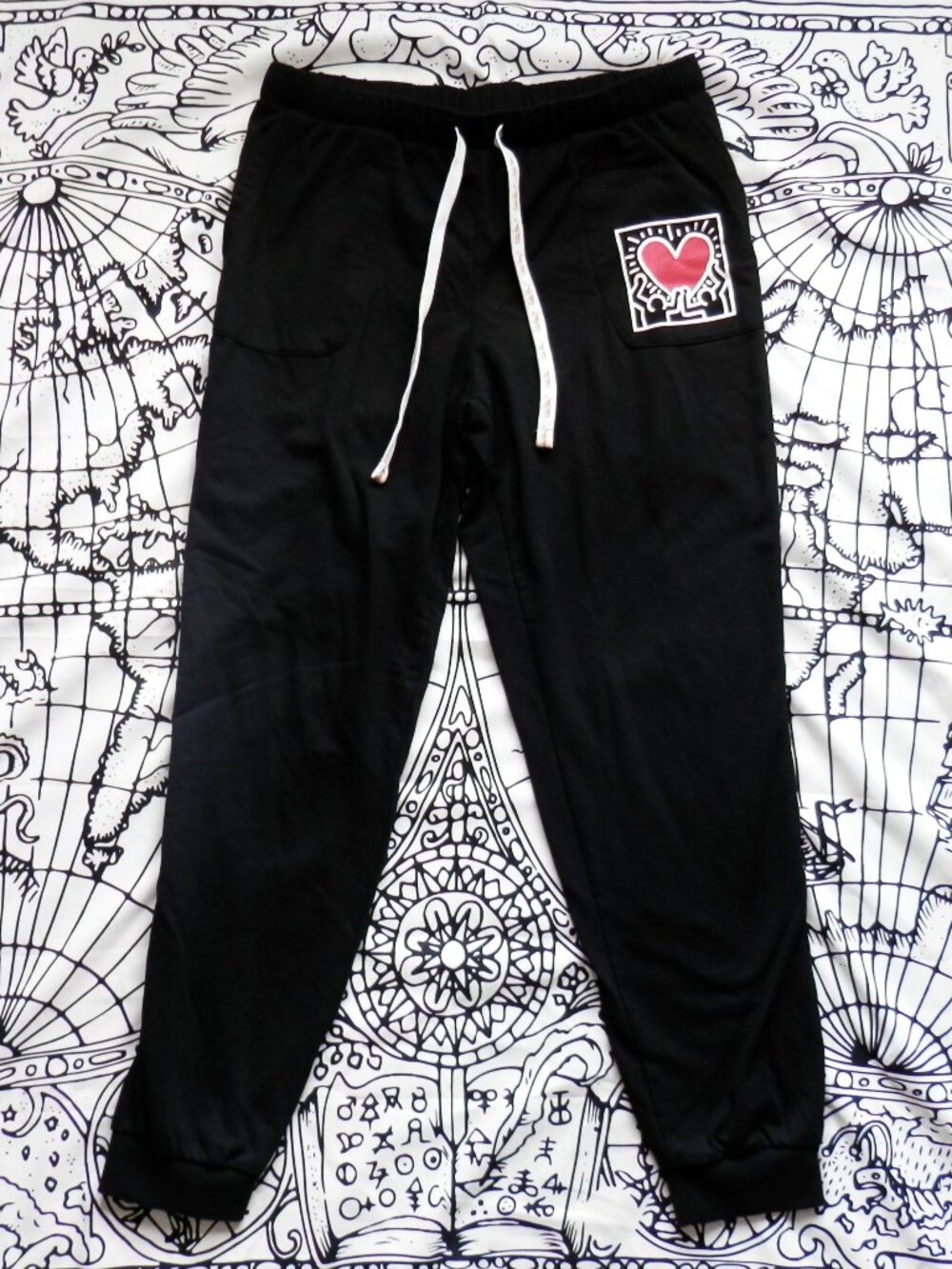 Keith Haring Black Jogger Sweatpants, Size S Unisex